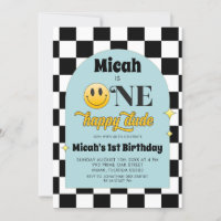 Retro One Happy Dude Birthday Invitation
