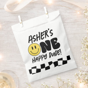 Retro One Happy Dude Happy Face first Birthday  Favour Bag