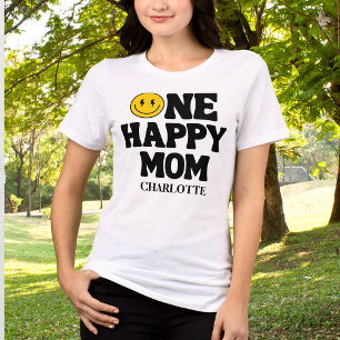 Retro One Happy Mom Smile Face Birthday Tri-Blend Shirt