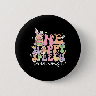Retro One Hoppy Speech Therapist Slp Bunny Happy E 2 Inch Round Button