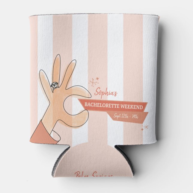 Retro One Last Fling Bachelorette Can Cooler (Front)