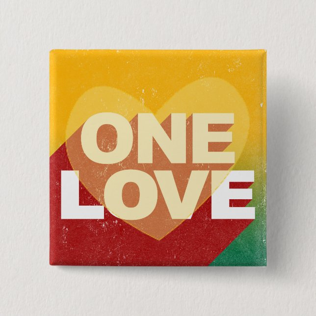 Retro One Love Poster Art Colourful 2 Inch Square Button (Front)