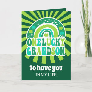 Retro One Lucky Grandson St. Patrick's Day Card