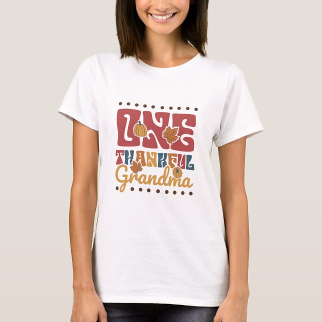 Retro One Thankful Grandma - Thanksgiving T-Shirt (Front)