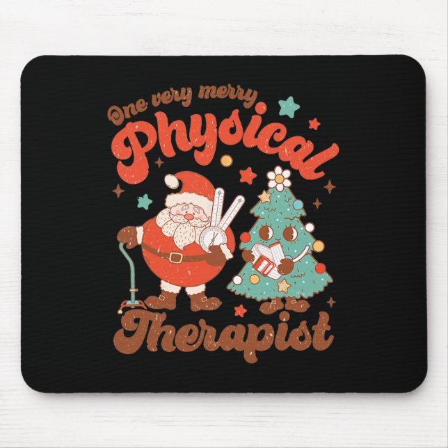 Retro One Very Merry Physical Therapist Santa Chri Mouse Pad (Front)