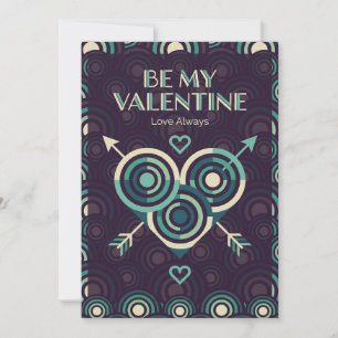 Retro Op Art Geometric Valentine Dark Rhythm Holiday Card