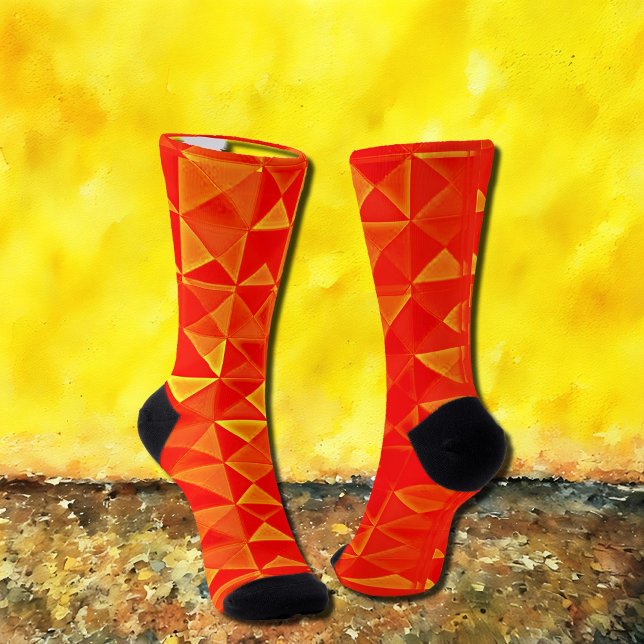 Retro Op-Art Orange Triangle Socks  (Creator Uploaded)