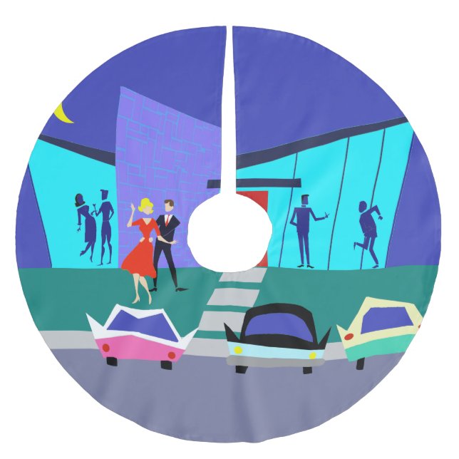 Retro Open House Party Christmas Tree Skirt (Front)