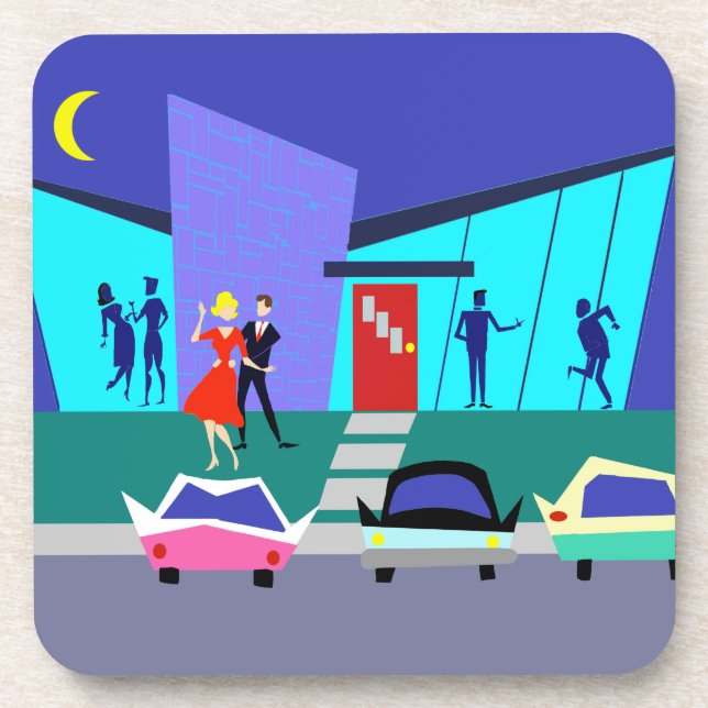 Retro Open House Party Plastic Coasters (Front)