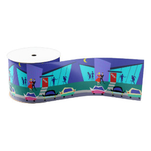 Retro Open House Party Ribbon Grosgrain Ribbon