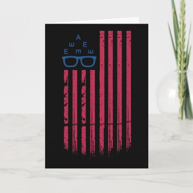 Retro Optometrist Usa Flag 4th Of July Sight Squad Card (Front)