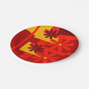 Retro orange 1970's paper plate