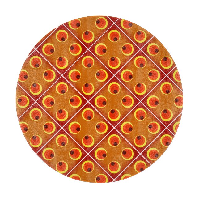 Retro orange 1970's,personalized text cutting board (Front)