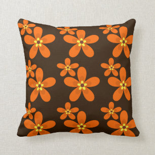 Retro orange 1970's throw pillow