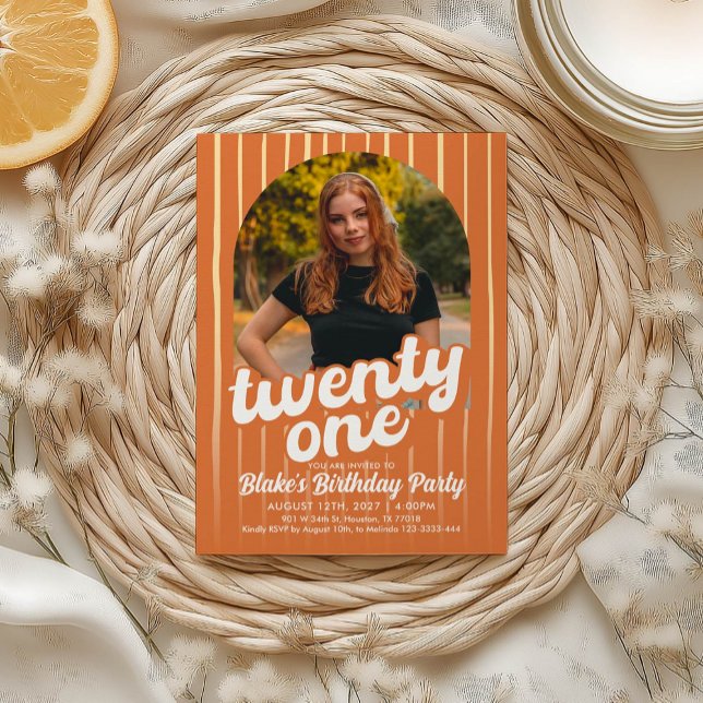 Retro Orange 21ème anniversaire Invitation (Créateur téléchargé)