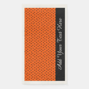 Retro Orange And Black Polka Dots Paper Guest Towe Napkin