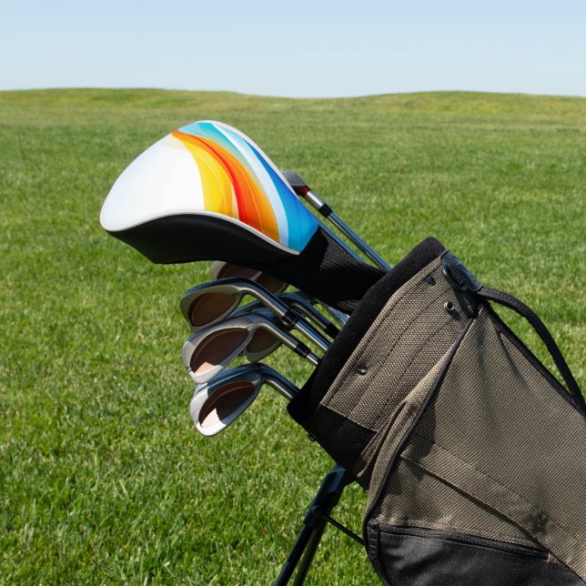 Retro Orange and Blue abstract curved lines Golf Head Cover (In Situ)
