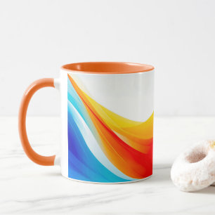 Retro Orange and Blue abstract curved lines Mug