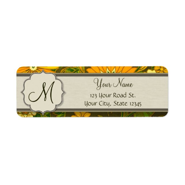 Retro Orange and Olive Jungle Floral with Monogram (Front)