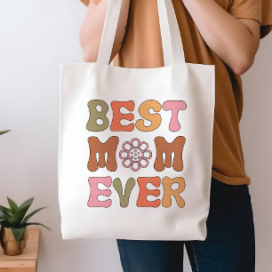 Retro Orange and Pink Best Mom Ever Tote Bag