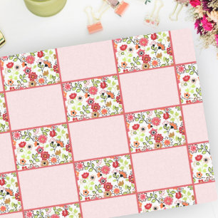 Retro Orange and Pink Mid Century Vintage Floral  Tissue Paper