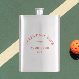 Retro Orange Après PKBL Club Crest Pickleball Hip Flask