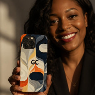 Retro Orange Black and Grey IPhone Case