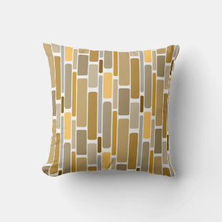Retro Orange Brown and  Gold Blocks Throw Pillow