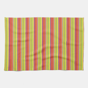 Retro Orange Brown Green Stripes - Kitchen Towel
