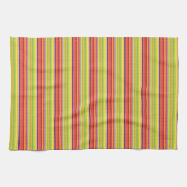 Retro Orange Brown Green Stripes - Kitchen Towel (Horizontal)