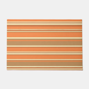 Retro Orange Brown Stripe Mid-Century Modern Doormat