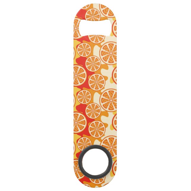 Retro Orange Citrus Pattern Bar Key (Front)