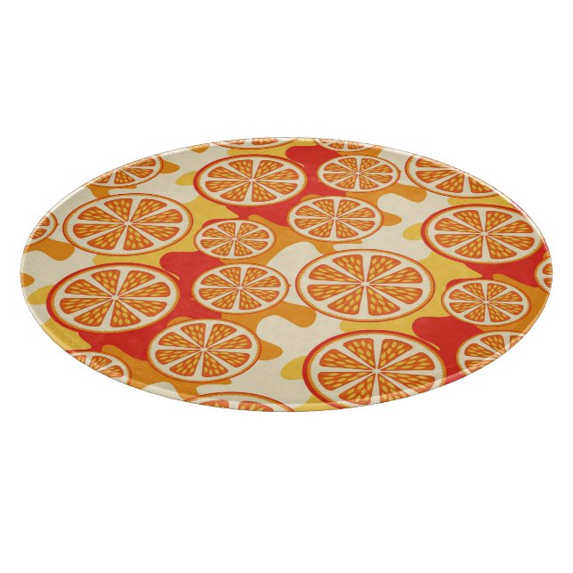 Retro Orange Citrus Pattern Cutting Board (Corner)