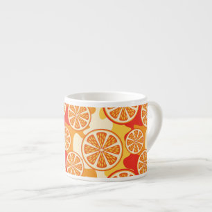 Retro Orange Citrus Pattern Espresso Cup