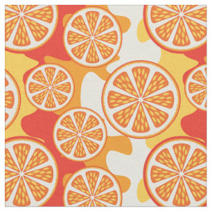 Retro Orange Citrus Pattern Fabric