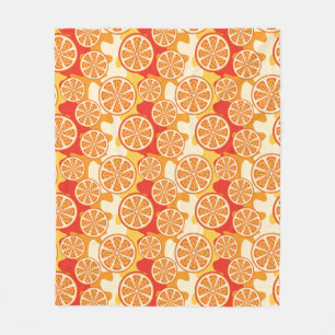 Retro Orange Citrus Pattern Fleece Blanket