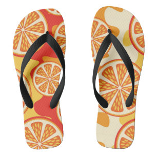 Retro Orange Citrus Pattern Flip Flops
