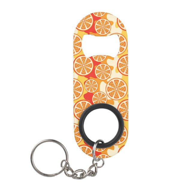 Retro Orange Citrus Pattern Mini Bottle Opener (Front)
