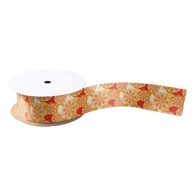 Retro Orange Citrus Pattern Satin Ribbon (Spool)