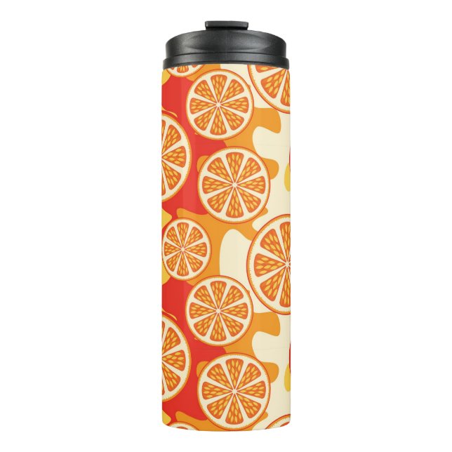 Retro Orange Citrus Pattern Thermal Tumbler (Front)