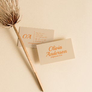 Retro Orange Colourful  Bold Groovy Trendy Unique Business Card