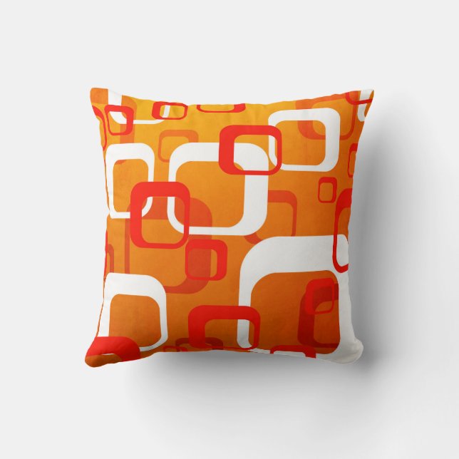 Retro Orange Cube Design Throw Pillow (Back)