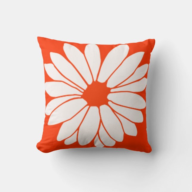 Retro Orange Daisy American MoJo Pillow (Front)