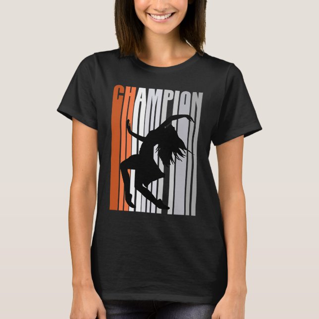 Retro Orange Dance Champion Birthday Dancer Retro T-Shirt (Front)