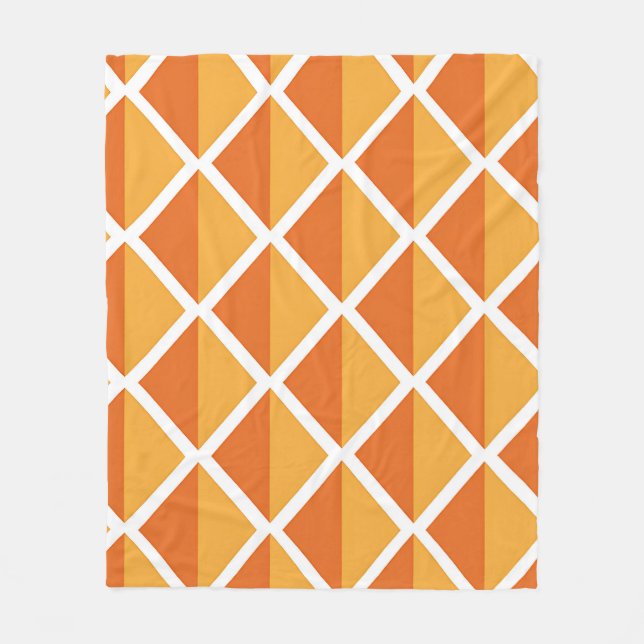 Retro Orange Diamond Harlequin Pattern Fleece Blanket (Front)