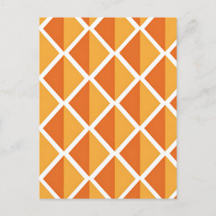 Retro Orange Diamond Harlequin Pattern Postcard