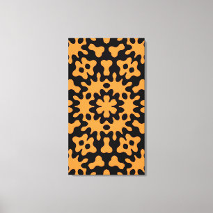 Retro Orange Floral Abstract Art Wrapped Canvas