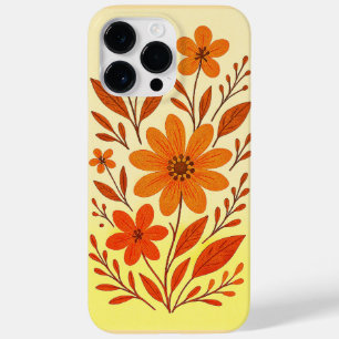 Retro Orange Floral Pattern Case-Mate iPhone 14 Pro Max Case