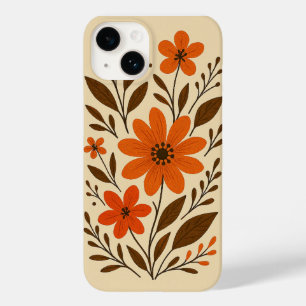 Retro Orange Floral Pattern Case-Mate iPhone 14 Case