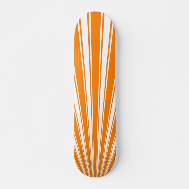 Retro Orange Funky Sun Rays Background Skateboard (Front)